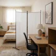 vidaXL Rumsavdelare 2 panel vit 175x180 cm tyg