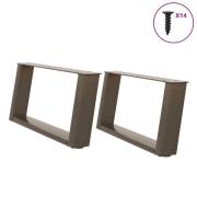 vidaXL Soffbordsben U-formade 2 st naturstål 70x(30-31) cm stål