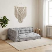 vidaXL Pallettsoffa Kudde 3 pcs Grå 120 x 80 x 38 cm Tyg