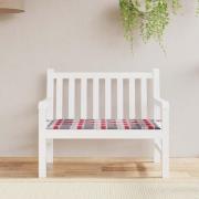 vidaXL Bänkdyna för trädgården rödrutig 120x50x3 cm tyg