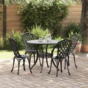 vidaXL Trädgårdsmöbelset 5 pcs Svart Aluminium