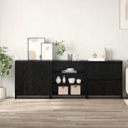vidaXL Sideboard 3 pcs Svart Ek 70 x 41 x 75 cm Konstruerat trä