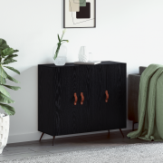 vidaXL Sideboard Svart Ek 89,5 x 34 x 80 cm Konstruerat trä