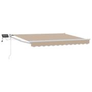 vidaXL Manuell utdragbar markis med LED-lampor Beige och vit 3 x 2,5 m
