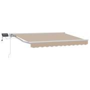 vidaXL Manuell markisram med LED-lampor Beige och vit 3 x 2,5 m
