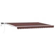 vidaXL Manuell markisram med LED-lampor Brun och vit 5 × 3,5 m