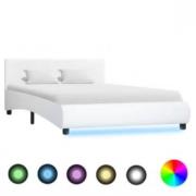 vidaXL Sängram med LEDs utan madrass vit 120x200 cm