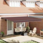 vidaXL Markisram Brun 450 × 300 cm Polyester med PU-beläggning