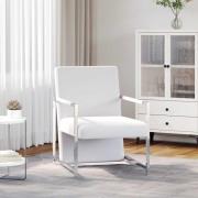 vidaXL Fåtölj med kromade fötter vit konstläder
