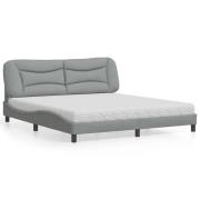 vidaXL Bed with Mattress "Hvar" Light Grey 180x200 cm Fabric
