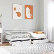 vidaXL Dagbädd med lådor vit 90x190 cm massiv furu