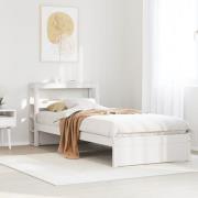 vidaXL Sängram med huvudgavel vit 75x190 cm massivt furu