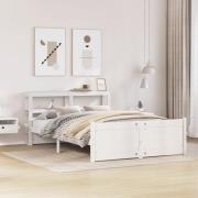 vidaXL Sängram med huvudgavel utan madrass vit 140x190 cm
