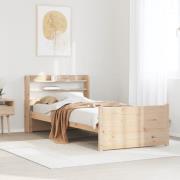 vidaXL Sängram med huvudgavel 90x200 cm massiv furu
