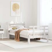 vidaXL Sängram med huvudgavel vit 75x190 cm massivt furu