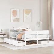 vidaXL Sängram utan madrass vit 140x200 cm massiv furu