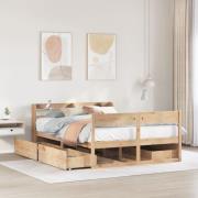 vidaXL Sängram utan madrass 135x190 cm massiv furu