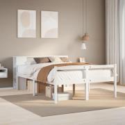 vidaXL Säng med bokhylla utan madrass vit 135x190cm massiv furu