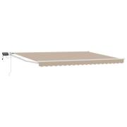 vidaXL Manuell utdragbar markis med LED-lampor Beige och vit 5 x 3 m