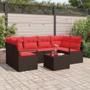 vidaXL Soffset 7 pcs Brun och Röd konstrotting