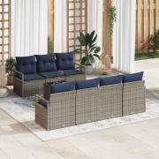 vidaXL Soffset med kudde 8 pcs Grå konstrotting