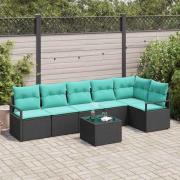 vidaXL Soffset 7 pcs Svart konstrotting