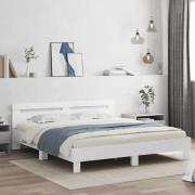 vidaXL Sängram med led med huvudgavel Vit 193 x 203 cm Konstruerat trä