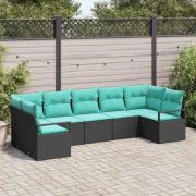 vidaXL Soffset med kudde 7 pcs Svart konstrotting