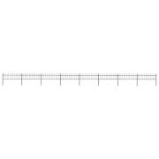 vidaXL Trädgårdsstaket med spjutspets stål 1426x60 cm svart