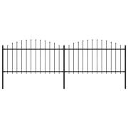 vidaXL Trädgårdsstaket med spjutstång stål 359x150 cm svart