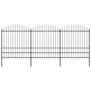 vidaXL Trädgårdsstaket med spjuttopp stål 537x200 cm svart