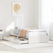 vidaXL Sängram utan madrass vit 90x200 cm massiv furu