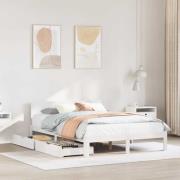 vidaXL Sängram med lådor vit 120x190 cm massiv furu