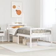 vidaXL Seniorsäng med sänggavel vit 90x200 cm massivt furu
