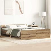 vidaXL Sängram utan madrass hantverksmässig ek 140x190cm