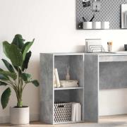 vidaXL Bokhylla 2 hyllor betonggrå 40x30x76,5 cm konstruerat trä