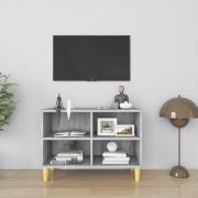 vidaXL Tv-bänk med massiva ben grå sonoma 69,5x30x50 cm