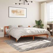vidaXL Sängram utan madrass vaxbrun 200x200 cm massiv furu