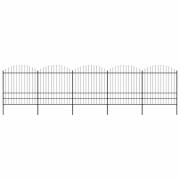 vidaXL Trädgårdsstaket med spjutspets stål 892,5x200 cm svart