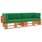 vidaXL Pallsoffa 2-sits med dynor honungsbrun impregnerad furu