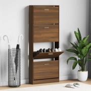 vidaXL Skoställ brun ek 59x17x150 cm konstruerat trä