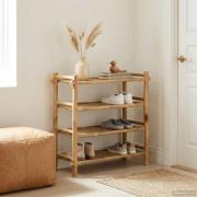 vidaXL Skoställ med hylla Naturlig 4-hylla Bambu