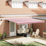 vidaXL Utfällbar markis Röd och Vit 450 × 350 cm Tyger och Stål