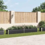 vidaXL Odlingslåda upphöjd galvaniserat stål 320x40x45 cm antracit