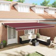 vidaXL Markis automatiskt infällbar vinröd 500x300 cm