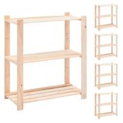 vidaXL Förvaringshylla 3 hyllor 5 st 80x38x90 cm massiv furu 150 kg