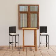 vidaXL Bargrupp för trädgården med dynor 3 delar svart