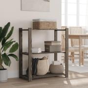 vidaXL Förvaringshylla 3 hyllplan grå 80x38x90 massiv furu