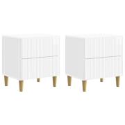 vidaXL Nattduksbord med låda 2 pcs Vit högglans 43 x 34,5 x 48 cm
