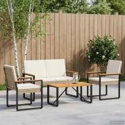 vidaXL Utemöbelset med kudde 4 pcs Beige och krämvit konstrotting